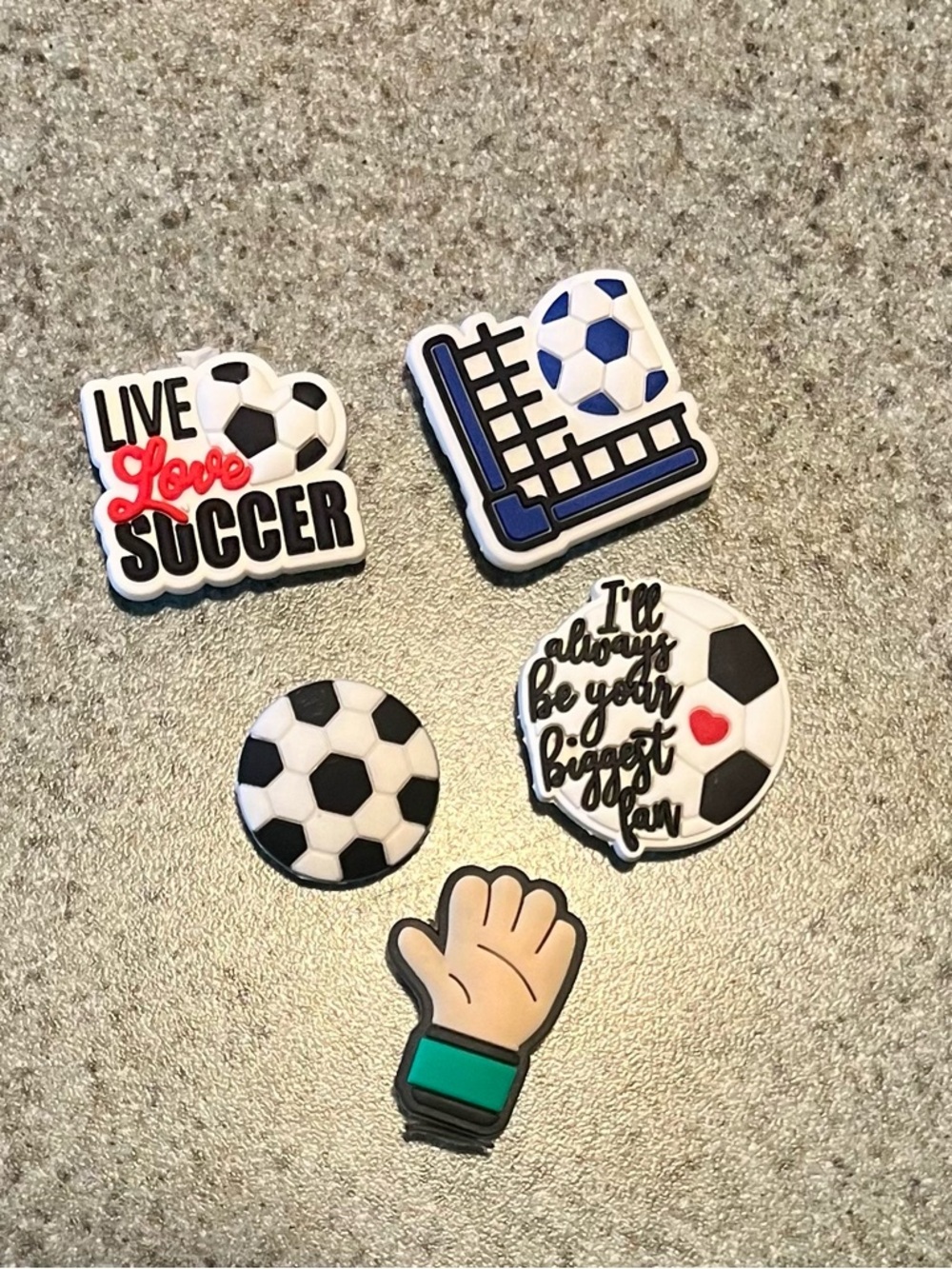 Soccer Themed Shoe Charms Set - Black, White & Green croc charm Jibbitz